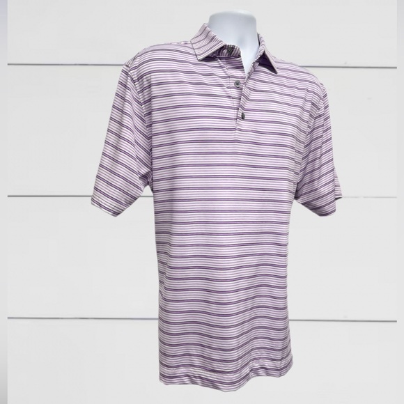 FootJoy Purple Striped Performance Golf Polo Shirt SKU#25546 - Men’s Size Large - Picture 3 of 9